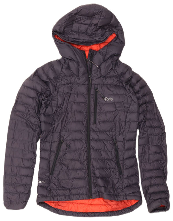 Rab Womens Hooded Padded Jacket UK 8 Small Navy Blue Polyamide