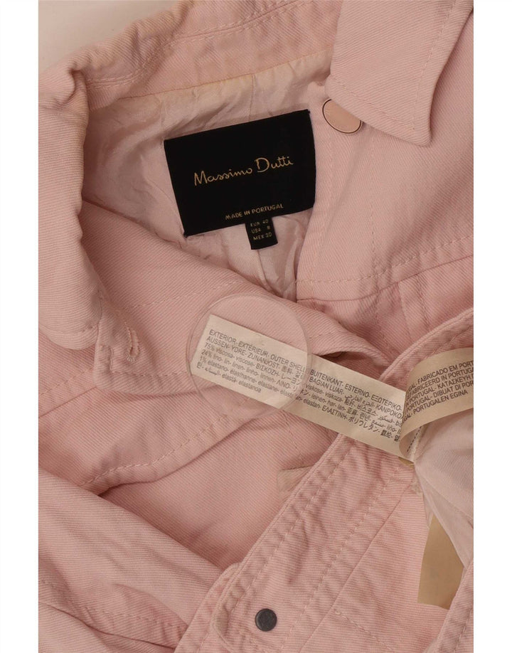 Massimo Dutti Womens Crop Bomber Jacket EU 40 Medium Pink Viscose