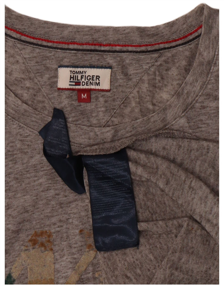 Tommy Hilfiger Womens Graphic T-Shirt Top UK 12 Medium Grey Polyester