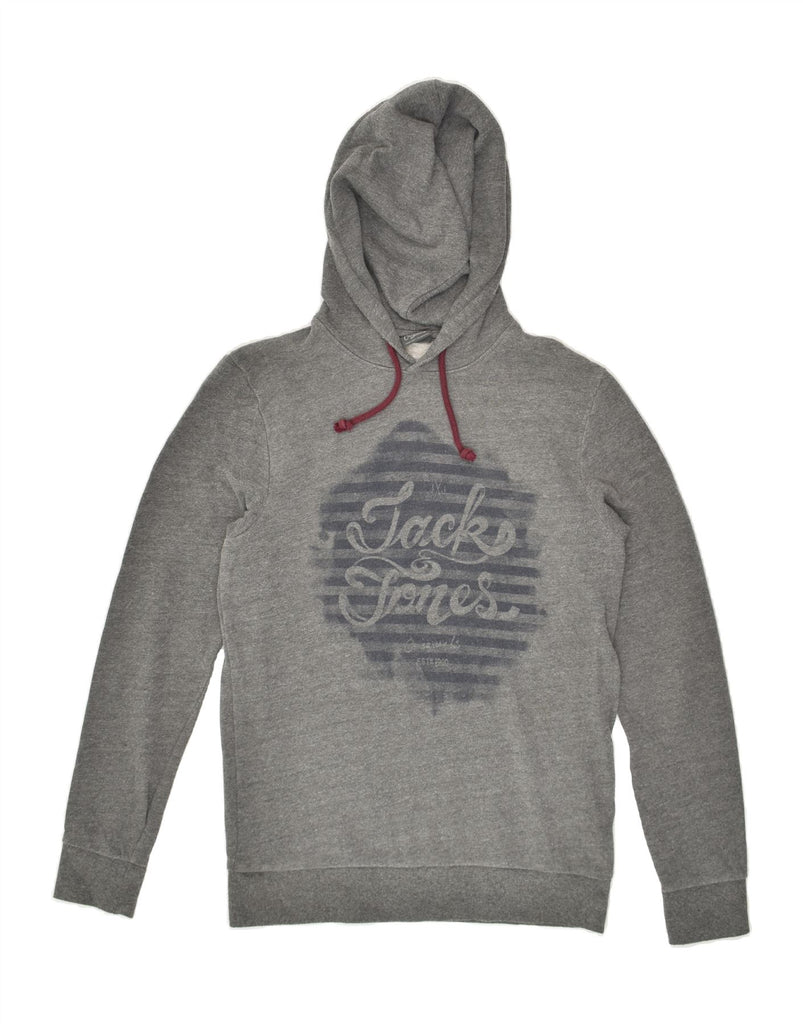 JACK & JONES Mens Graphic Hoodie Jumper Small Grey Cotton | Vintage Jack & Jones | Thrift | Second-Hand Jack & Jones | Used Clothing | Messina Hembry 