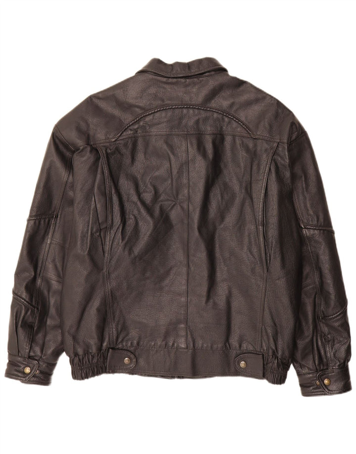 Karlsburg  Mens Leather Jacket IT 54 2XL Black Leather