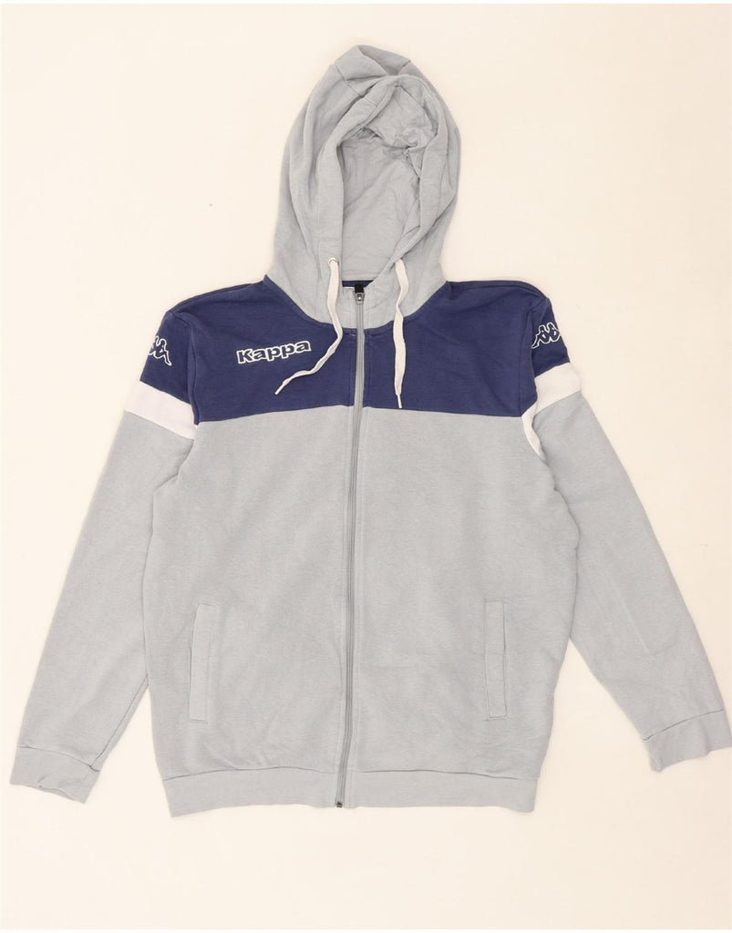 KAPPA Mens Zip Hoodie Sweater Large Grey Colourblock Cotton Vintage Kappa and Second-Hand Kappa from Messina Hembry 