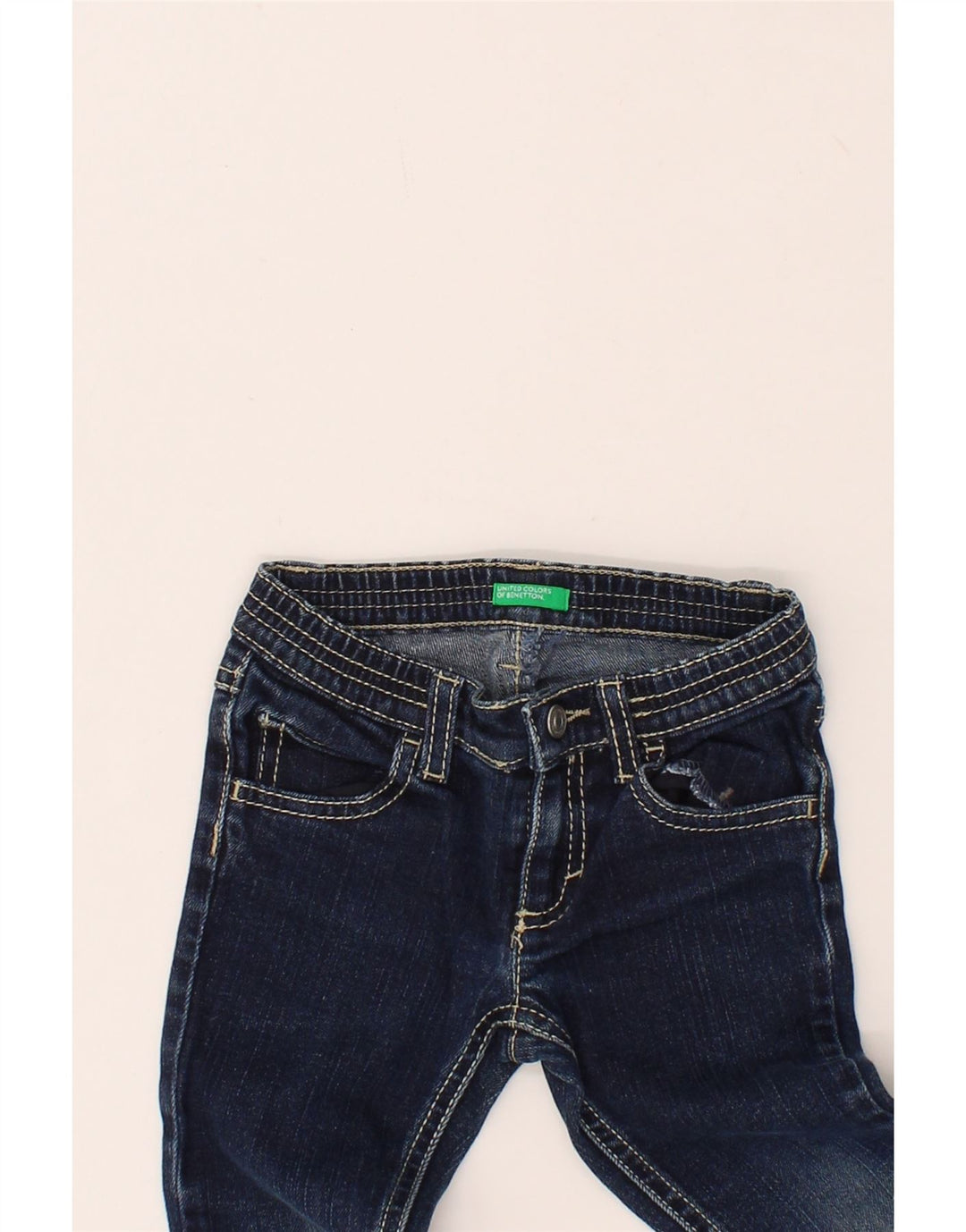 BENETTON Girls Bootcut Jeans 2-3 Years W20 L16 Navy Blue Vintage Benetton and Second-Hand Benetton from Messina Hembry 