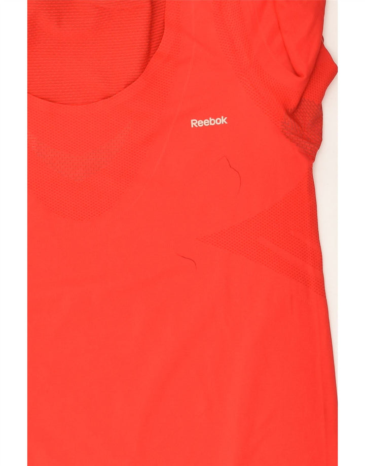 REEBOK Womens T-Shirt Top UK 14 Medium Red Polyamide | Vintage Reebok | Thrift | Second-Hand Reebok | Used Clothing | Messina Hembry 