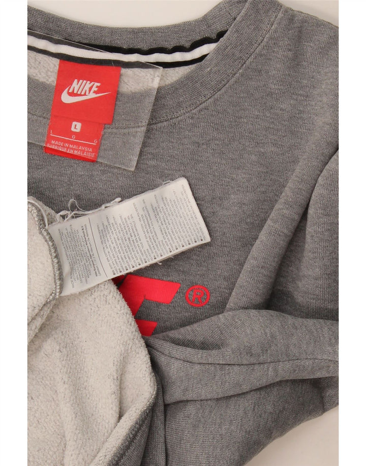 Nike Mens Graphic Sweatshirt Jumper Large Grey Colourblock Cotton