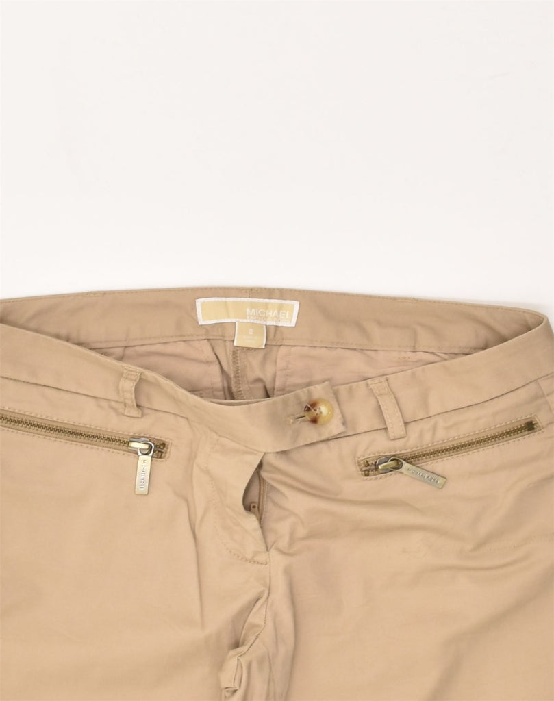 MICHAEL KORS Womens Slim Casual Trousers US 2 XS W28 L28 Beige Cotton | Vintage Michael Kors | Thrift | Second-Hand Michael Kors | Used Clothing | Messina Hembry 