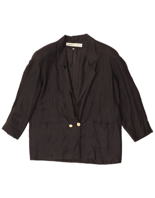 Swish Womens Double Breasted Oversized Blazer Jacket UK 14 Medium Black