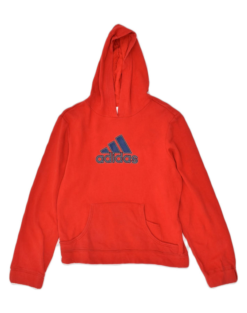 ADIDAS Boys Graphic Hoodie Jumper 9-10 Years Red Cotton | Vintage Adidas | Thrift | Second-Hand Adidas | Used Clothing | Messina Hembry 