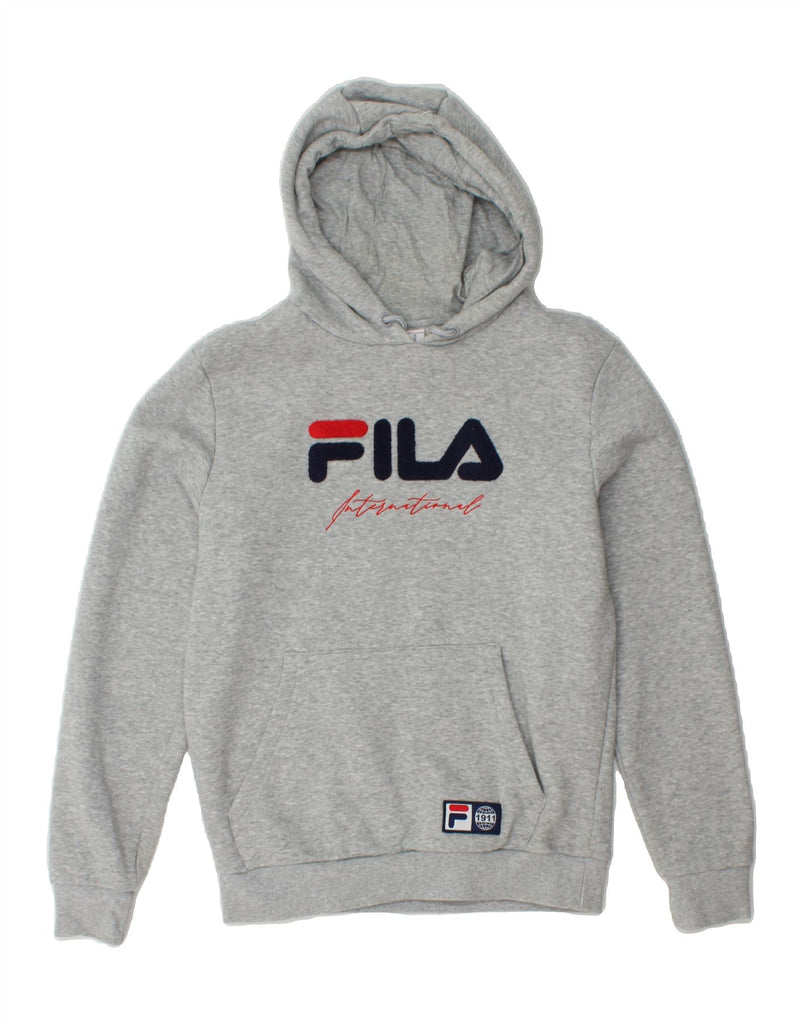 FILA Mens Graphic Hoodie Jumper XS Grey Cotton Vintage Fila and Second-Hand Fila from Messina Hembry 