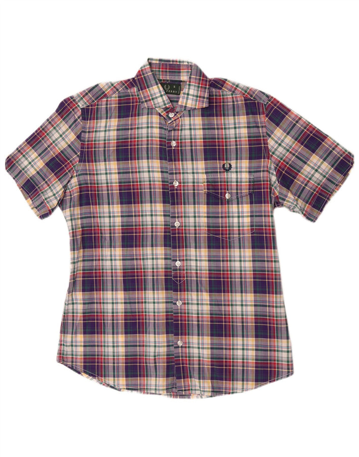 Fred Perry Mens Short Sleeve Slim Fit Shirt Small Multicoloured Check