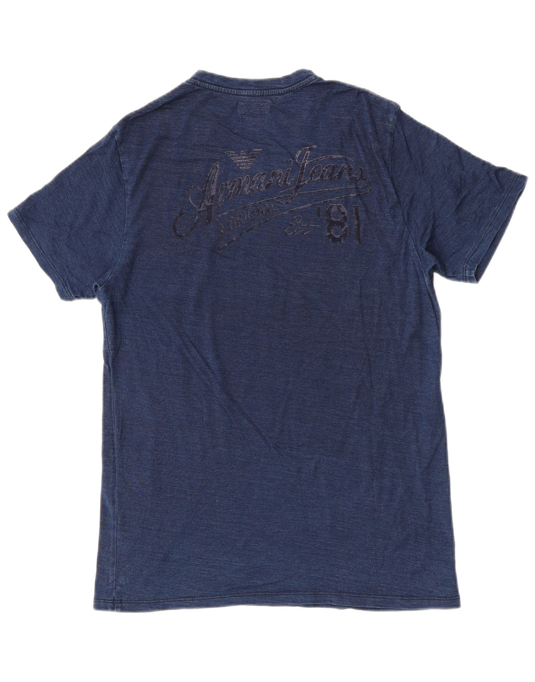 Armani Mens Graphic T-Shirt Top Small Blue Flecked Cotton