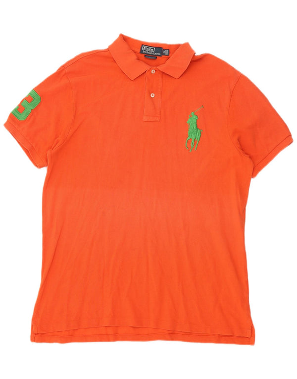 Polo Ralph Lauren Mens Slim Fit Graphic Polo Shirt XL Orange Cotton