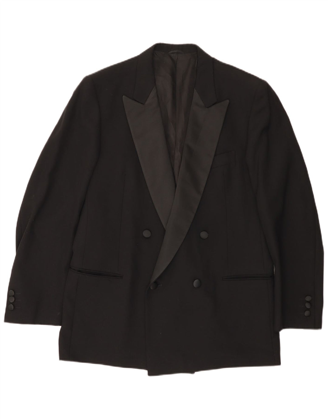 Vintage Mens Double Breasted Blazer Jacket IT 50 Large Black Wool