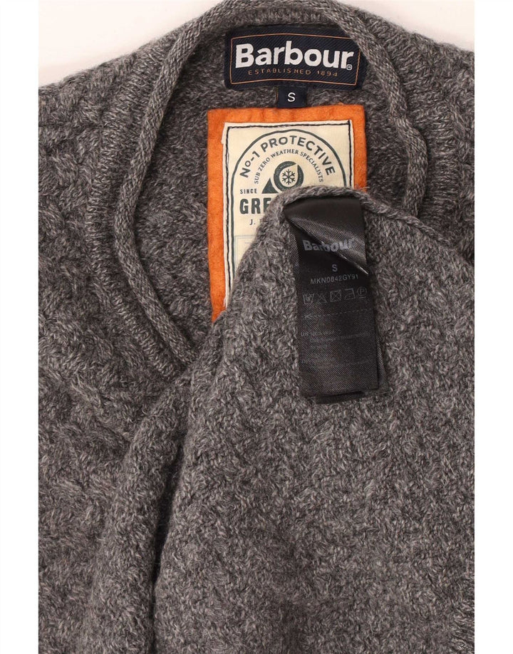Barbour Mens Crew Neck Jumper Sweater Small Grey Wool