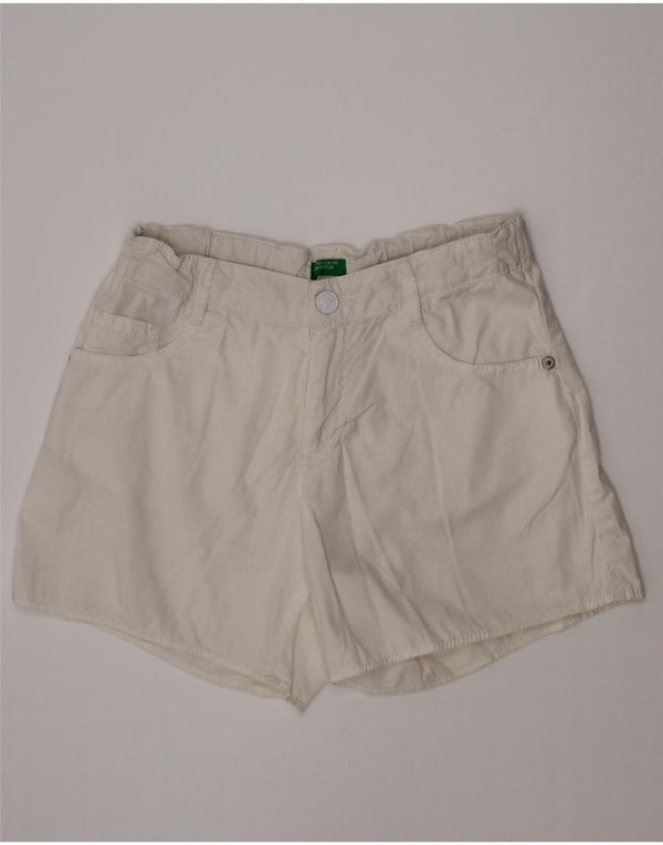 BENETTON Girls Casual Shorts 10-11 Years XL W24  White Cotton