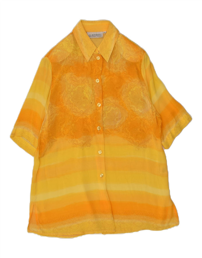 VINTAGE Womens Short Sleeve Shirt Blouse EU 44 XL Yellow Paisley Viscose | Vintage Vintage | Thrift | Second-Hand Vintage | Used Clothing | Messina Hembry 