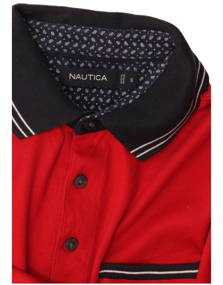 Nautica Mens Polo Shirt Small Red Colourblock