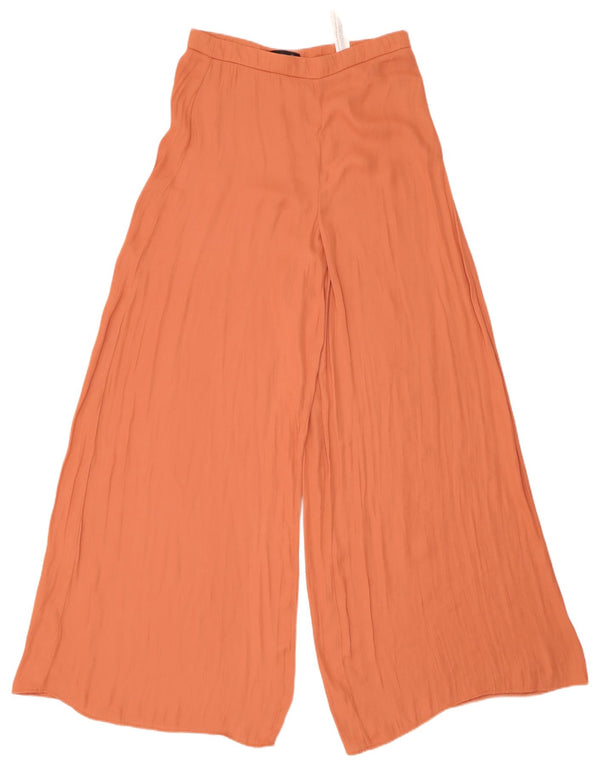 Zara Womens High Waist Wide Leg Trousers Large W30 L35 Orange Polyester