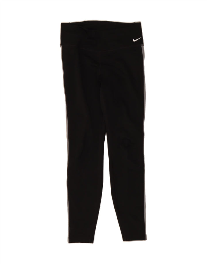 NIKE Womens Dri Fit Graphic Leggings UK 8 Small  Black Colourblock Vintage Nike and Second-Hand Nike from Messina Hembry 