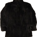 VINTAGE Womens Faux Fur Overcoat UK 14 Medium Black Spotted Vintage Vintage and Second-Hand Vintage from Messina Hembry 