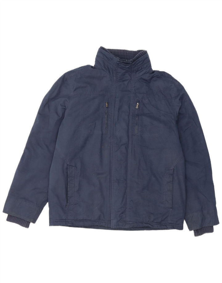 Crew Clothing Mens Padded Jacket UK 40 Large Navy Blue Cotton