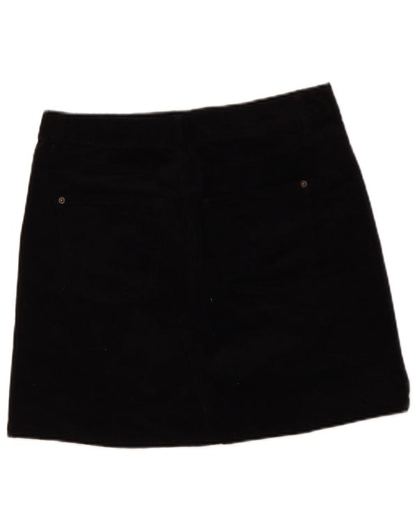 Marks & Spencer Womens Mini Corduroy Skirt UK 12 Medium W30 Black Cotton