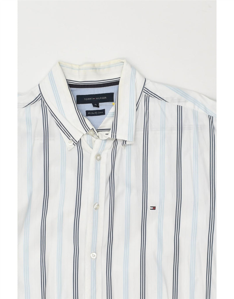 TOMMY HILFIGER Mens Shirt XL Blue Striped Cotton | Vintage Tommy Hilfiger | Thrift | Second-Hand Tommy Hilfiger | Used Clothing | Messina Hembry 