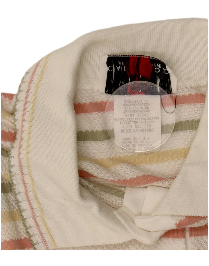 Vintage Womens Polo Neck Jumper Sweater UK 14 Medium Multicoloured Striped