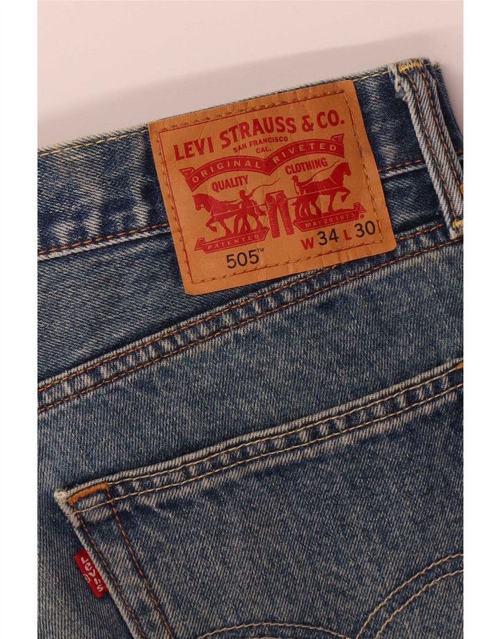 Levi's Mens 505 Straight Jeans W34 L30 Blue Cotton
