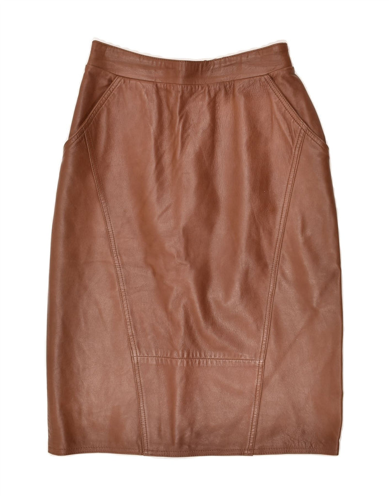 VINTAGE Womens Straight Skirt IT 44 Medium W26  Brown Leather | Vintage Vintage | Thrift | Second-Hand Vintage | Used Clothing | Messina Hembry 