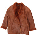 Vintage Womens Oversized Shearling Jacket EU 42 Large Brown