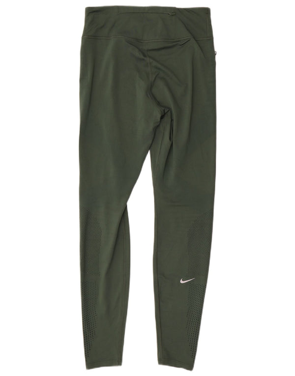 Nike Womens Dri Fit Leggings UK 14 Medium Green Polyester