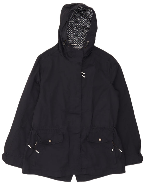 Crew Clothing Womens Oversized Hooded Raincoat UK 10 Small Navy Blue Cotton