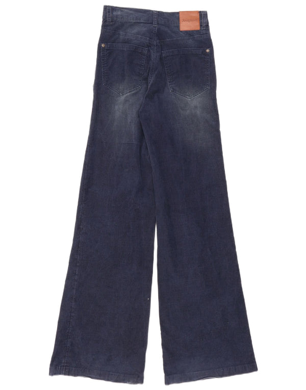 Desigual Womens High Waist Corduroy Trousers EU 34 XS W26 L33 Navy Blue