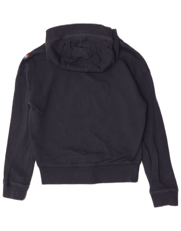 Tommy Hilfiger Womens Graphic Hoodie Jumper UK 10 Small Navy Blue Cotton