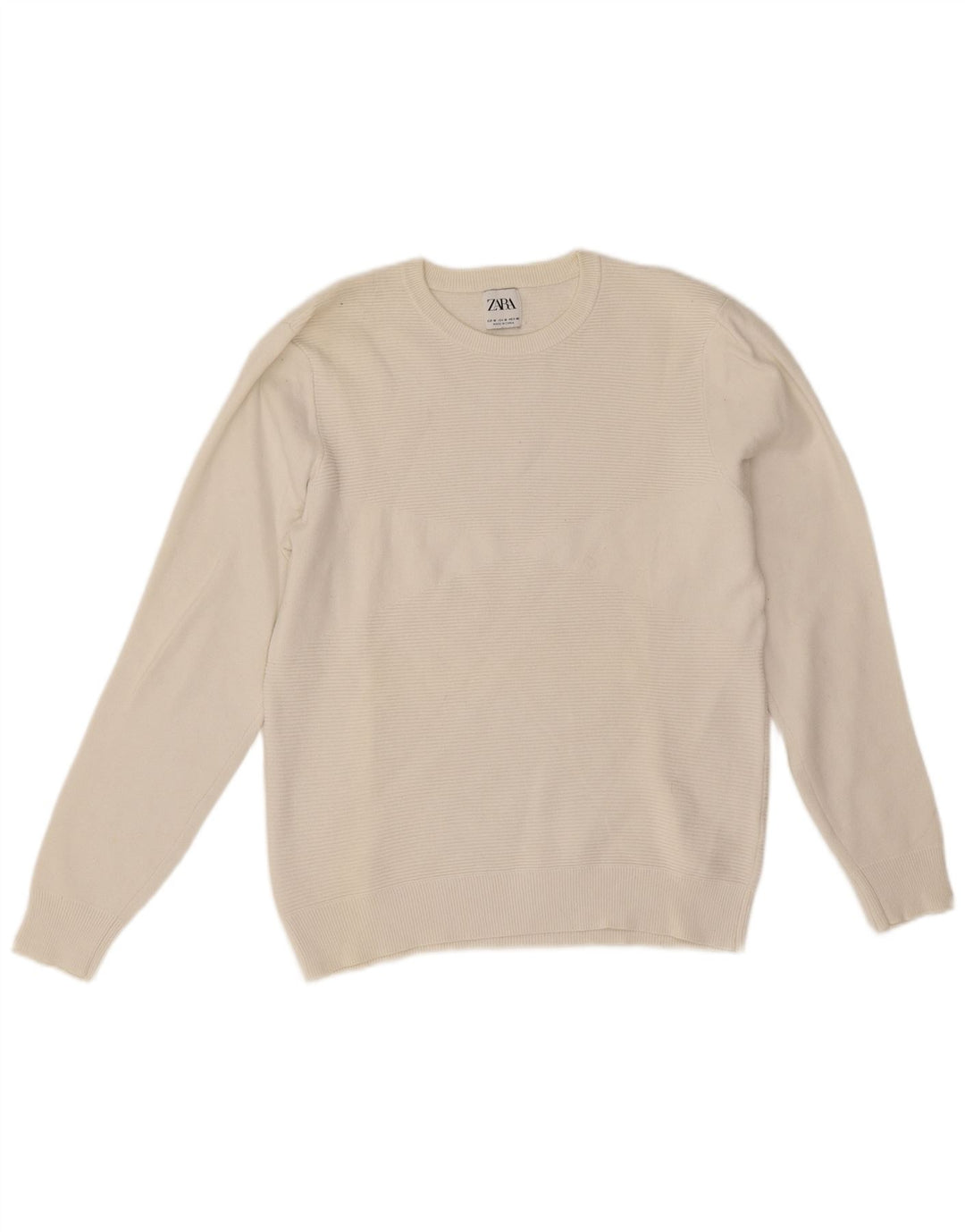 Zara Mens Crew Neck Jumper Sweater Medium White Cotton