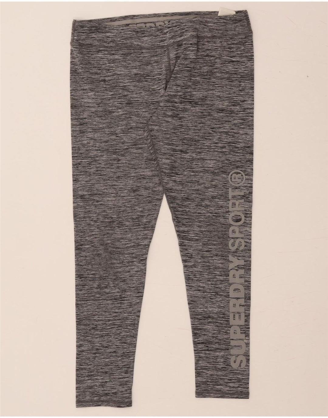 SUPERDRY Womens Graphic Leggings UK 14 Large  Grey Flecked Polyester