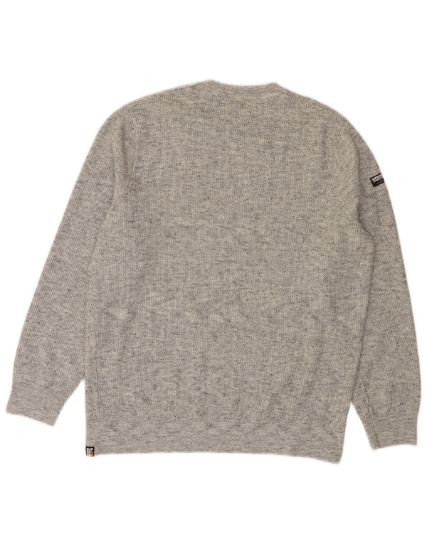SUPERDRY Mens Crew Neck Jumper Sweater 3XL Grey Flecked Cotton