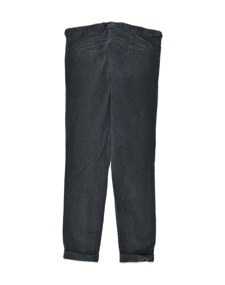 GUTTERIDGE Mens Slim Fit Corduroy Trousers IT 48 Medium W32 L30 Navy Blue
