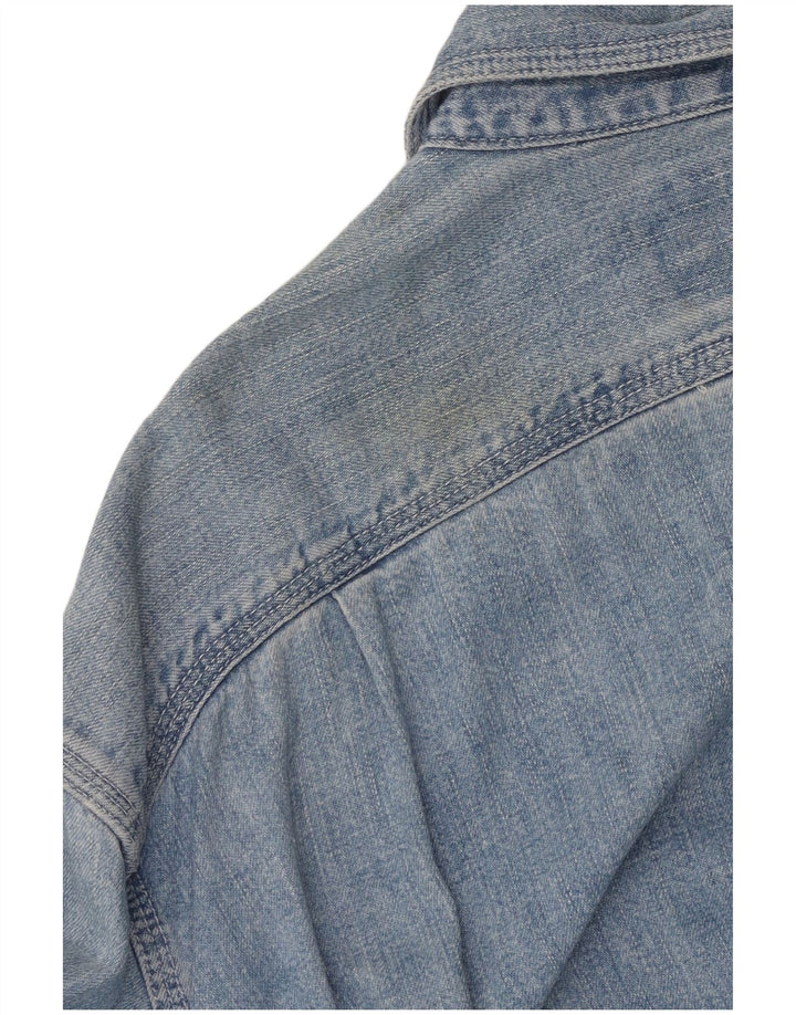 COTTON BELT Mens Denim Shirt Large Blue Cotton