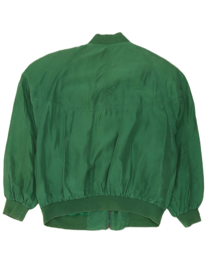 Vintage Mens Loose Fit Bomber Jacket UK 36 Small Green Silk
