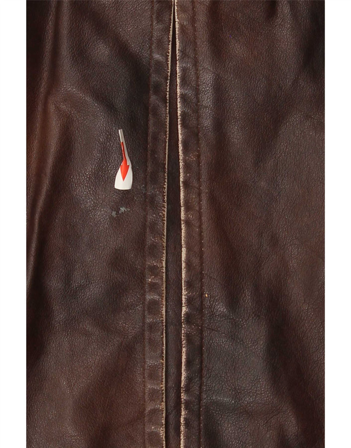 Vintage Mens Leather Jacket UK 38 Medium Brown Patchwork