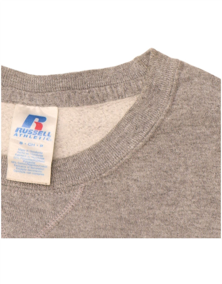 RUSSELL ATHLETIC Mens Graphic Sweatshirt Jumper Small Grey Polyester