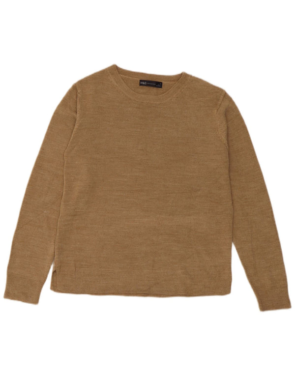Marks & Spencer Womens Boat Neck Jumper Sweater UK 12 Medium Beige Acrylic