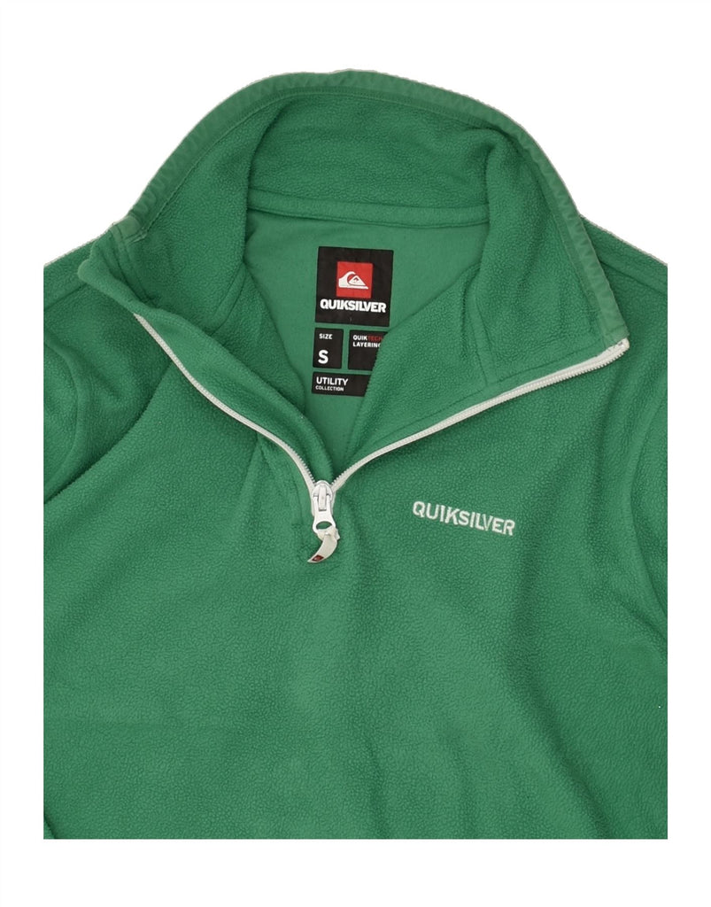 QUIKSILVER Mens Zip Neck Fleece Jumper Small Green Polyester | Vintage Quiksilver | Thrift | Second-Hand Quiksilver | Used Clothing | Messina Hembry 