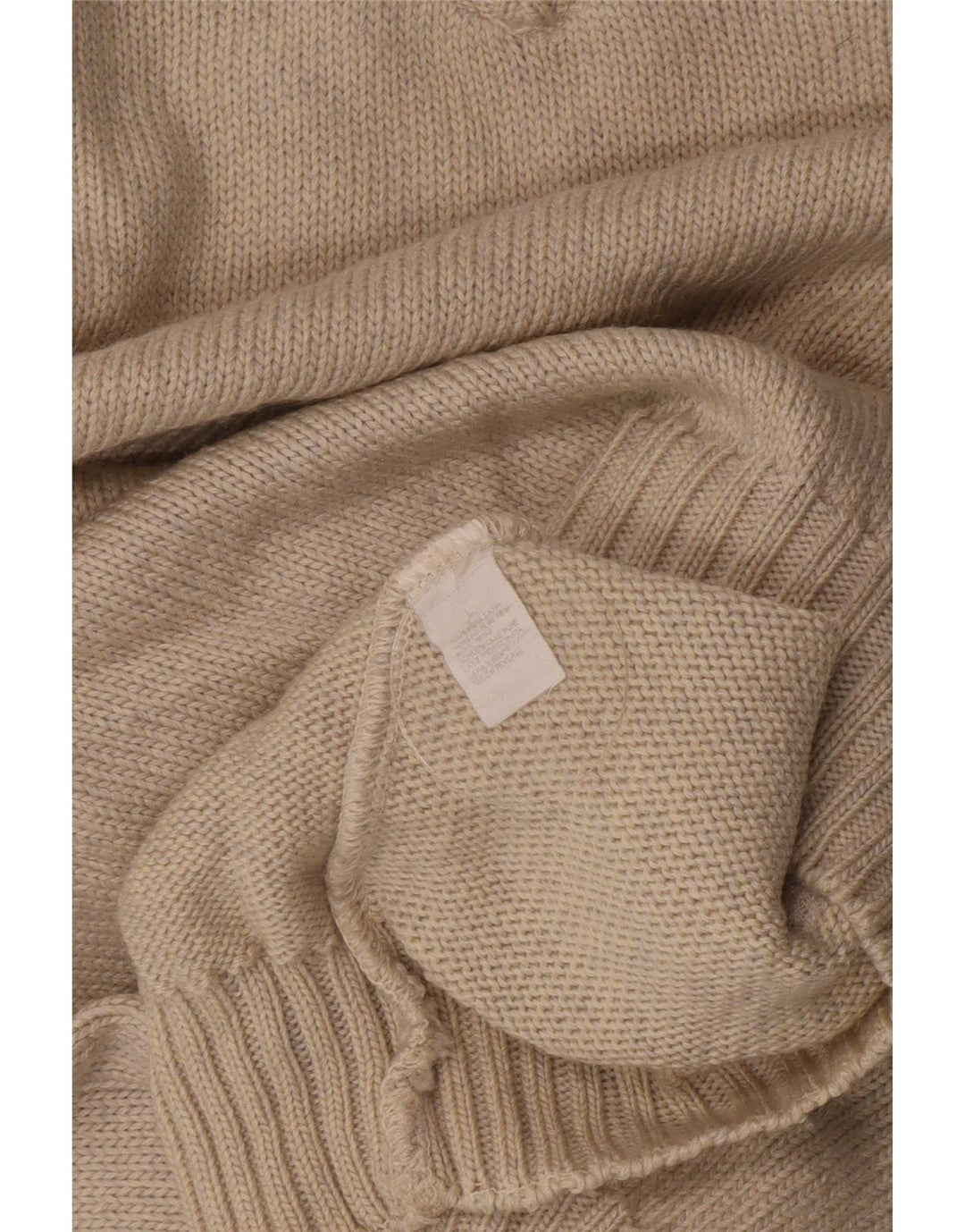 Amerigo Vespucci Mens V-Neck Jumper Sweater Large Beige Virgin Wool