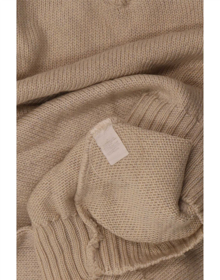 Amerigo Vespucci Mens V-Neck Jumper Sweater Large Beige Virgin Wool