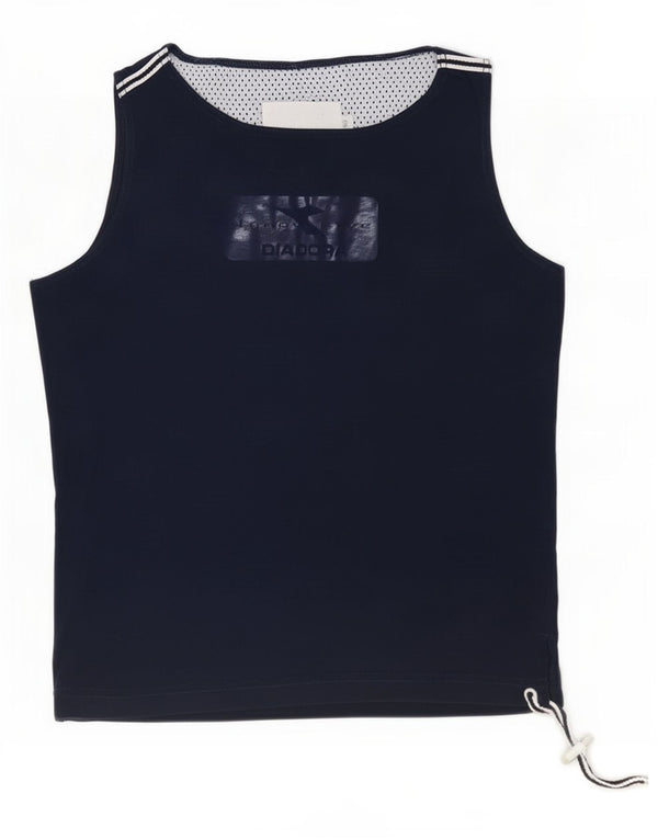 Diadora Womens Graphic Vest Top UK 6 XS Navy Blue Cotton