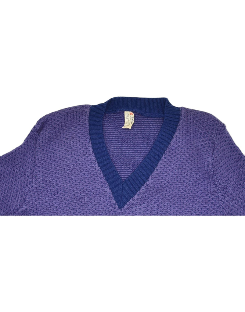 VINTAGE Womens V-Neck Jumper Sweater UK 18 XL Purple Acrylic | Vintage | Thrift | Second-Hand | Used Clothing | Messina Hembry 