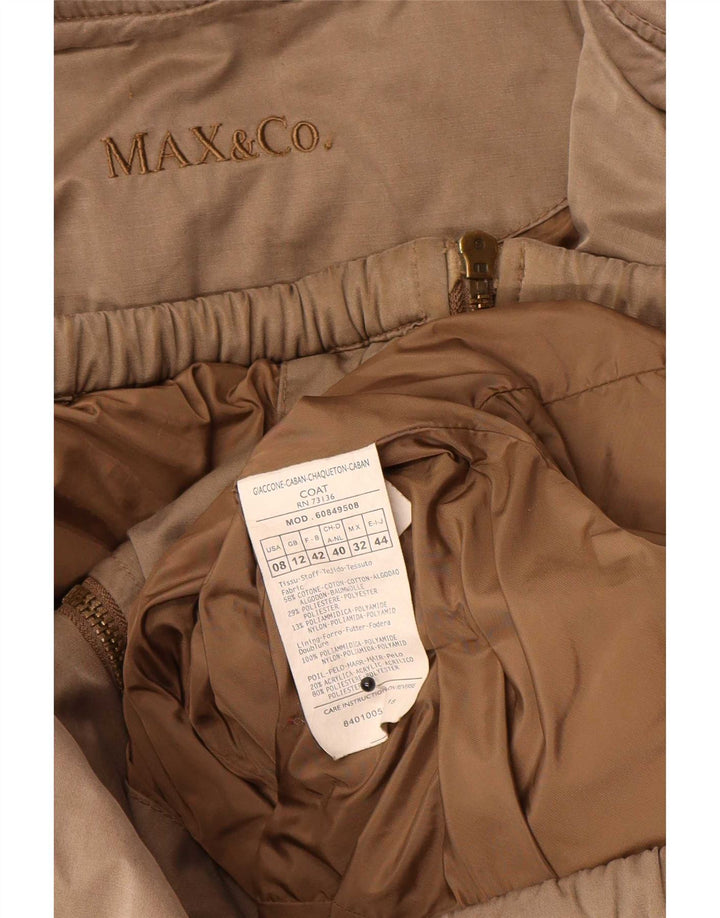 Max & Co. Womens Hooded Padded Coat UK 12 Medium Brown Cotton